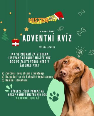 🎄 Adventní kvíz s Mister Mix Dog! Máme pro vás překvapení! Každou adventní neděli rozdáme dárkový poukaz v hodnotě 1000 Kč...
